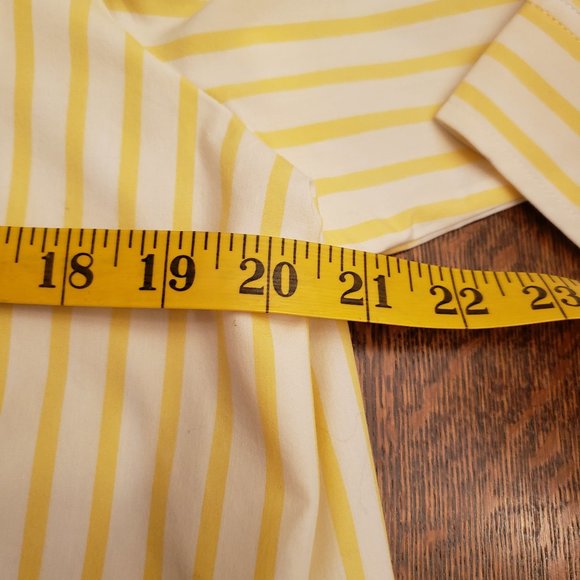 Chico's Yellow and White Stripe Button Down Shirt - Picture 9 of 11
